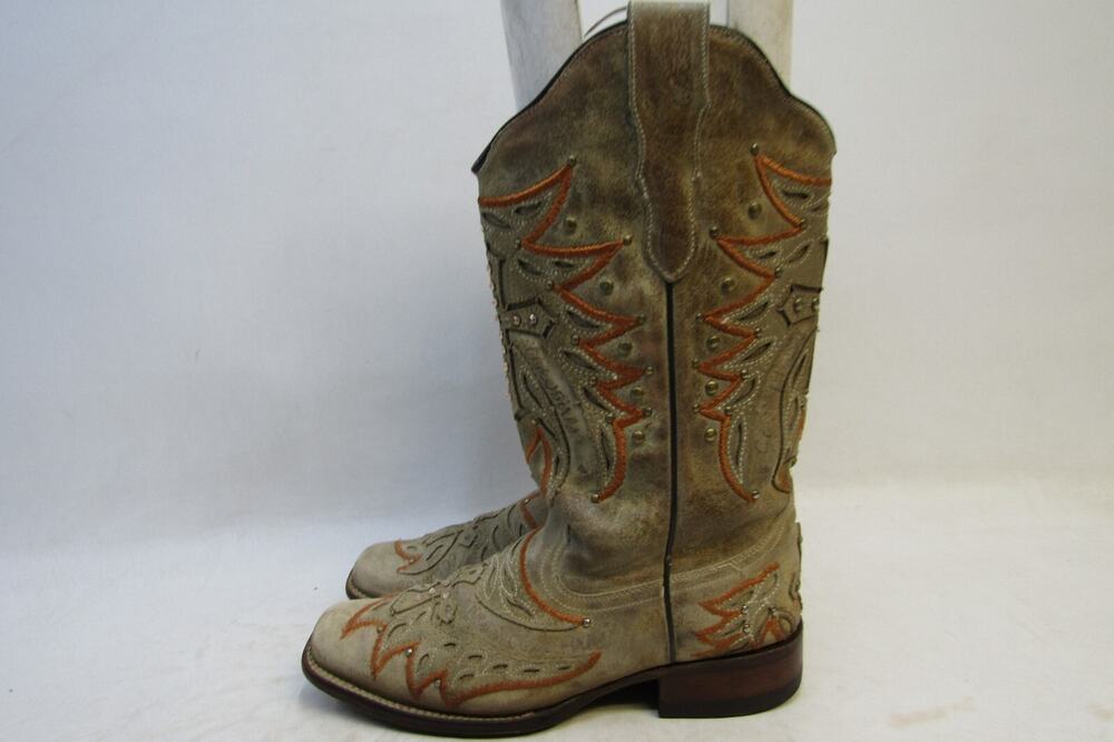 Corral Womens Size 8 M Brown Leather Cross Western Cowboy Boots